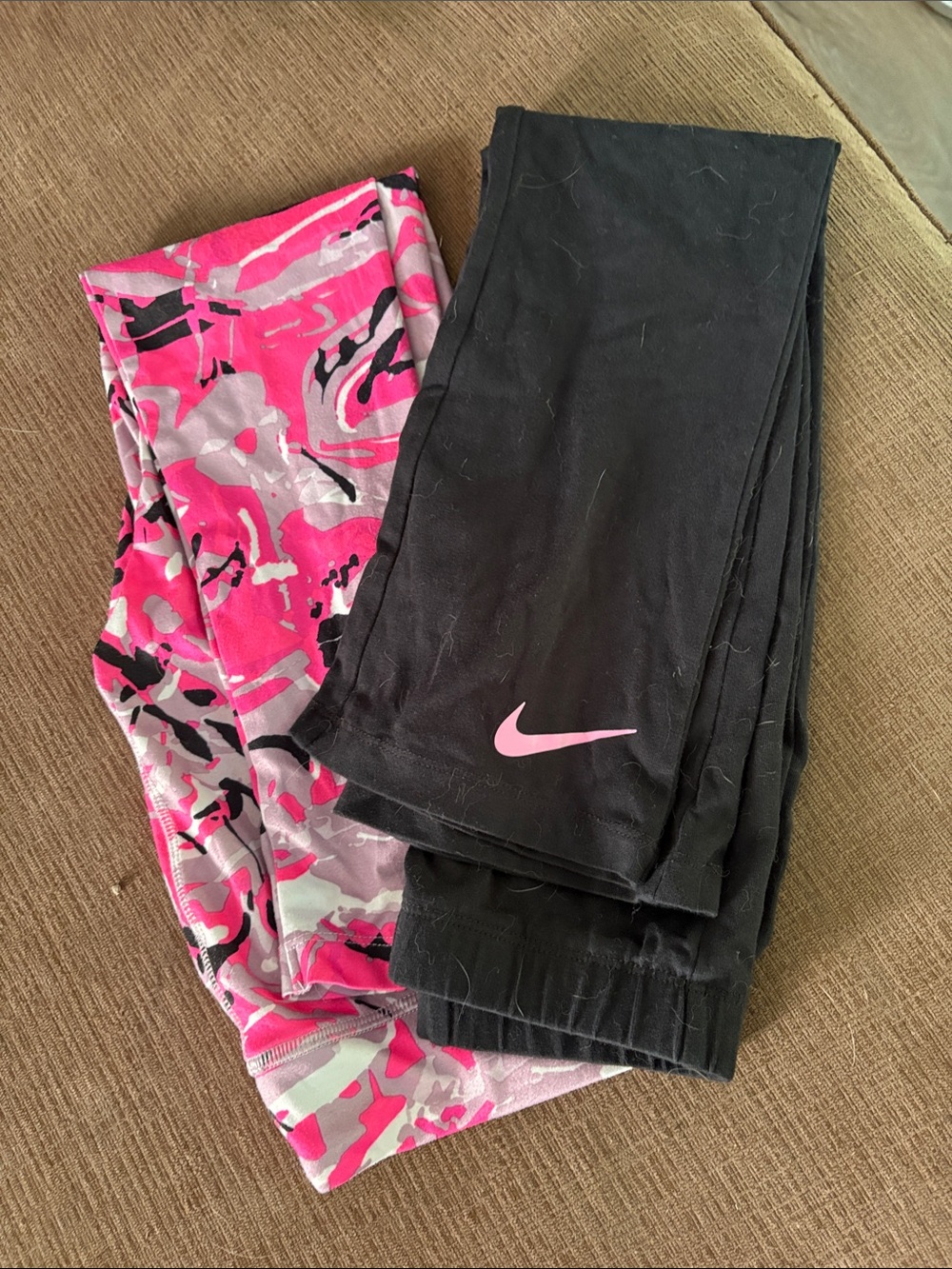 Nike Kids' Black Leggings with Pink Camo Pair